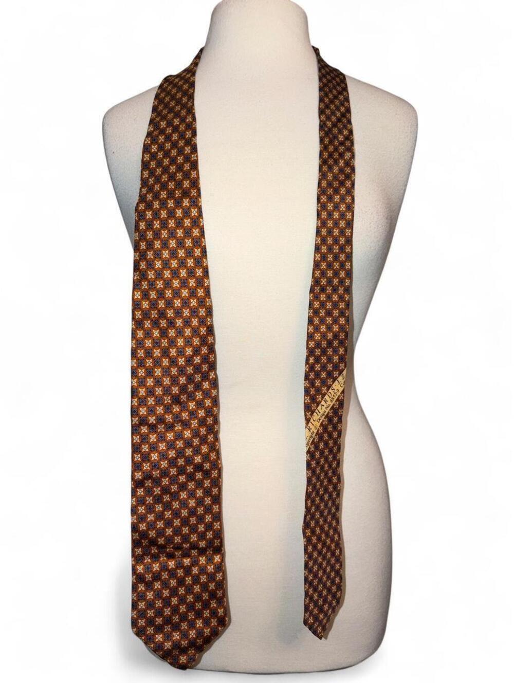 J.Z. Richards for Nordstrom Silk Geometric Tie - Burnt Orange / Blue